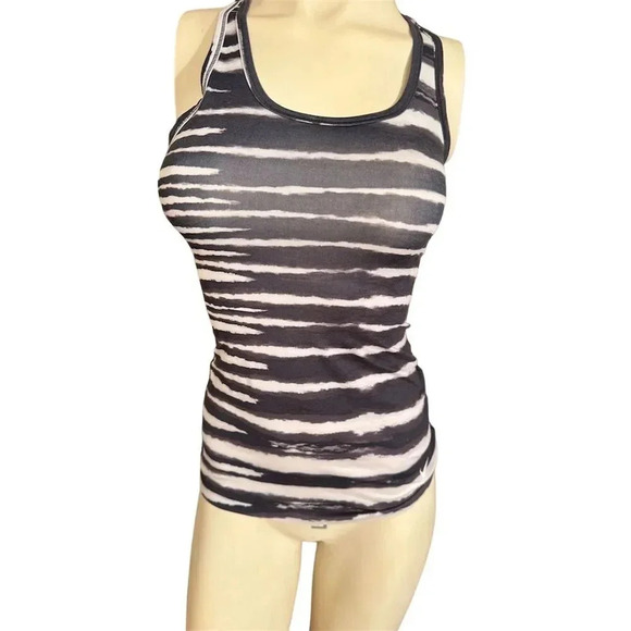 - Nike Dri Fit  XS Black Striped Racerback Tank Top Sleeveless Casual - Picture 3 of 4